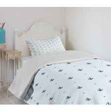 Red Hearts Nautical Bedspread Set