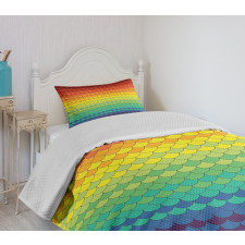 Colorful Rainbow Scale Bedspread Set