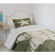 Grunge Star on Green Bedspread Set