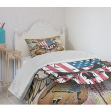 Angry Skull America Flag Bedspread Set
