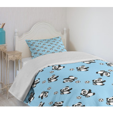 Panda Kicking Ball Bedspread Set