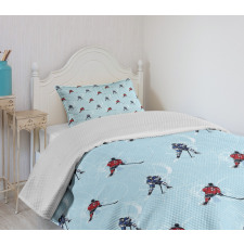 Ice Hockey Pattern Winter Bedspread Set