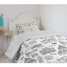 Monochrome Sketch Italy Bedspread Set