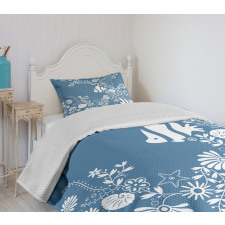 Flowers and Fishes Bedspread Set