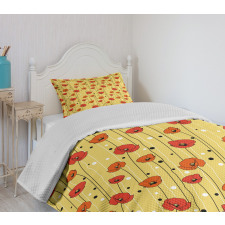 Lines with Dots Floral Bedspread Set
