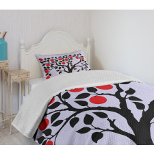 Black Tree Ripe Fruit Art Bedspread Set