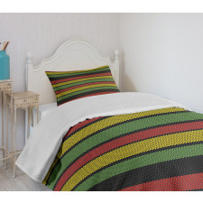 Knitted Rasta Lines Bedspread Set