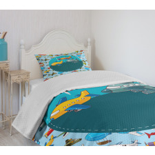 Cartoon Airplanes Bedspread Set