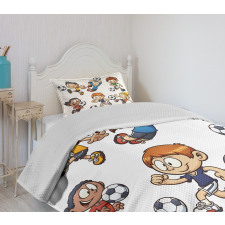 Cartoon Kids Playing Bedspread Set