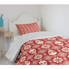 Needlework Skull Motif Bedspread Set