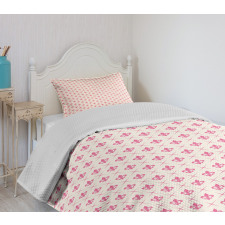 Pink Lily Flower Bedspread Set