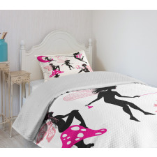 Silhouette of Winged Girl Bedspread Set