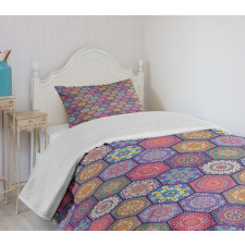 Oriental Hexagon Motif Bedspread Set