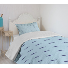 Ocean Life in Blue Shades Bedspread Set