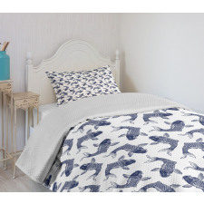 Japanese Carp Sketch Bedspread Set