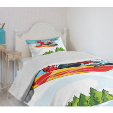 Jump on Snowboard Pines Bedspread Set