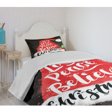 Xmas Hat with Lettering Bedspread Set