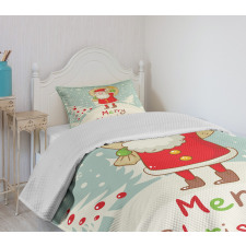 Merry Xmas Snowy Forest Bedspread Set