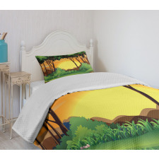 Cartoon Sunset Hills Bedspread Set