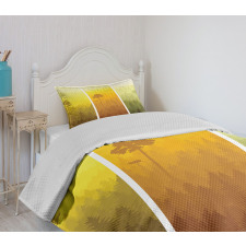 Hills Trees and Birds Bedspread Set