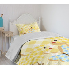 Plaid Patterned Animals Bedspread Set