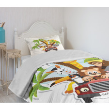 Zebra Toucan Lion Elephant Bedspread Set