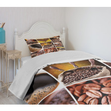 Coffee Photos Girds Bedspread Set