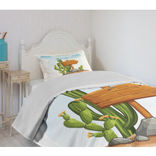 Cartoon Desert Flora Bedspread Set