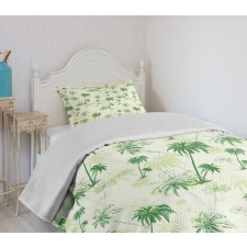 Sketch Style Palm Trees Bedspread Set