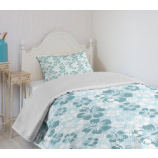 Faded Flower Silhouettes Bedspread Set