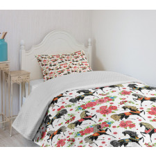 Abstract Floral Stallion Bedspread Set