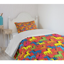 Cartoon Stallion Farm Bedspread Set