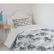 Stallion Sketch Style Bedspread Set