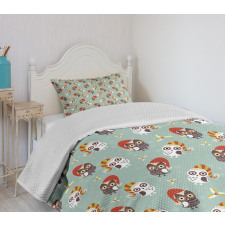 Owls in Hats Yuletide Bedspread Set