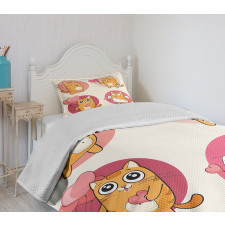 Romantic Kitten in Love Bedspread Set