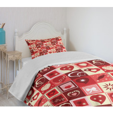 Valentines Day Theme Hearts Bedspread Set