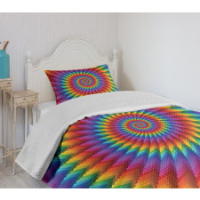 Vibrant Rainbow Spiral Bedspread Set