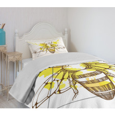 Color Splashed Bee Bedspread Set