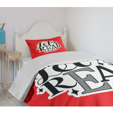 Motivational Phrase on Red Bedspread Set