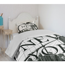 Cityscape Big Apple Motif Bedspread Set