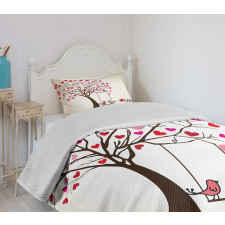 Heart Tree Birds on Swing Bedspread Set