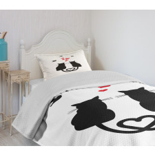 Cats in Love Heart Tail Bedspread Set