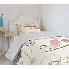 2 Birds Romance Motif Bedspread Set