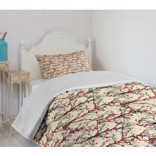 Red Flowers Tree Bedspread Set