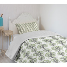 Swirled Lines Botanical Bedspread Set