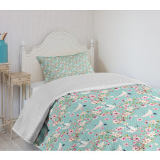 Watercolor Flying Crane Bedspread Set