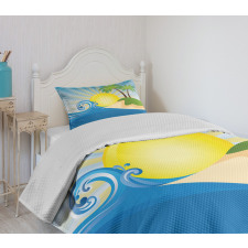 Sun Rays Tropical Island Bedspread Set