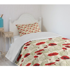 Sketch Leaves Rural Flora Bedspread Set