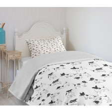 Sketch Style Terriers Bedspread Set