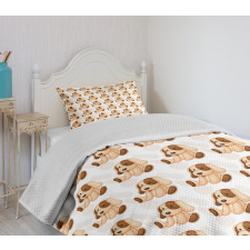 Stuffed Puppy Toy Bedspread Set